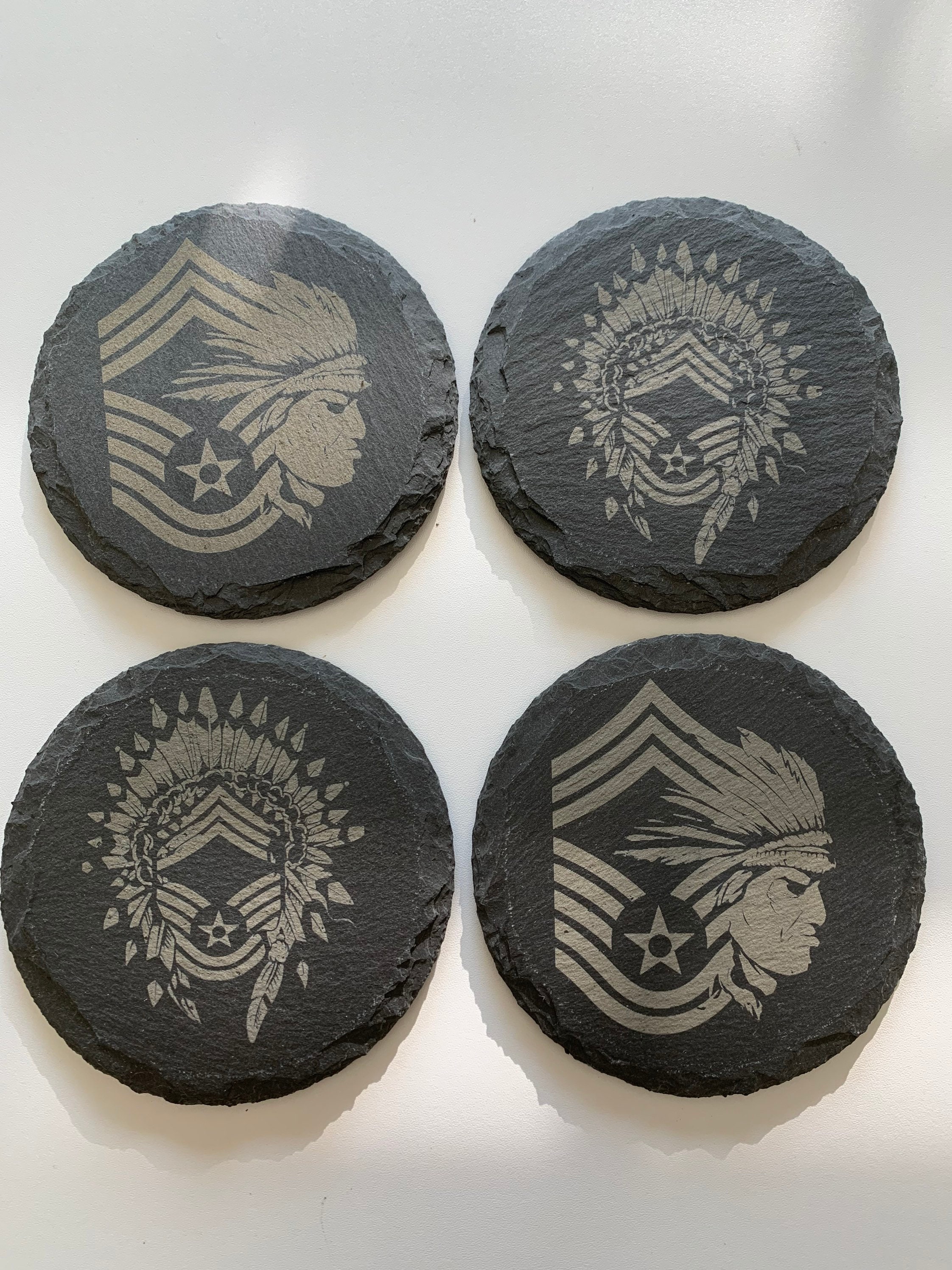Usaf Coasters Set of 4 Cmsgt Slate Coasters | USAF E9 Chief Master Sergeant Male ...