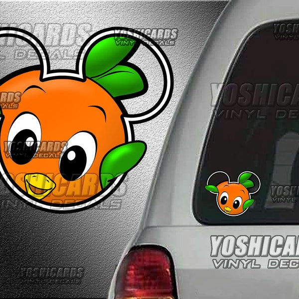 Orange Bird peeking EARS inspired Car Laptop vinyl Decal