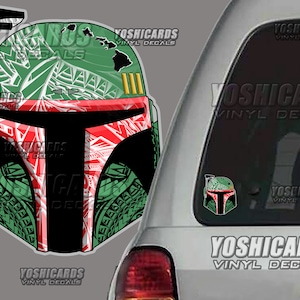 Hawaiian tribal island Boba Fett inspired Hawaii helmet Car window sticker Laptop vinyl Decal
