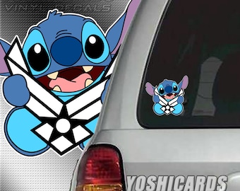 USAF Stitch inspired Car truck window sticker Laptop vinyl Decal Air Force
