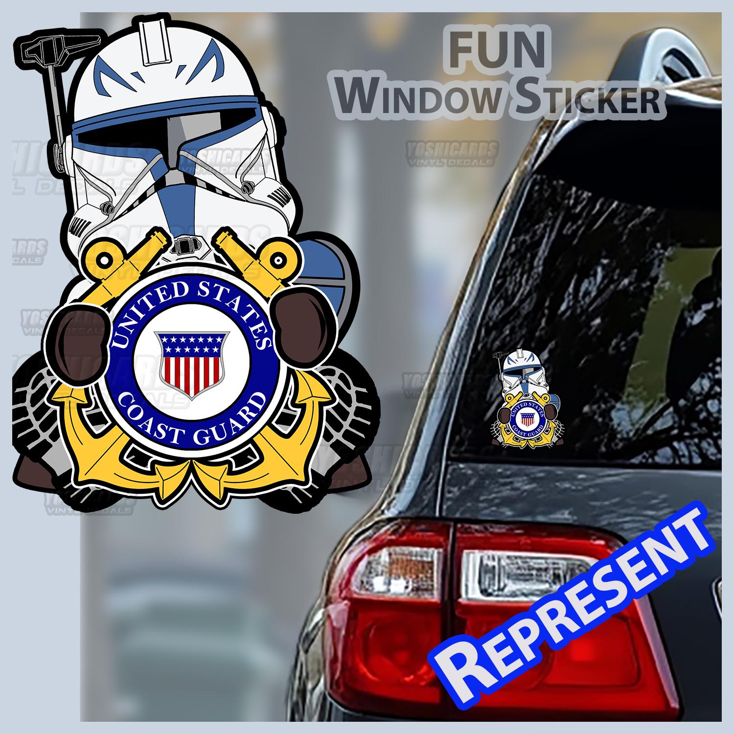 USCG Capt Rex Decal, Coast Guard Chibi Car Window Laptop Sticker ...