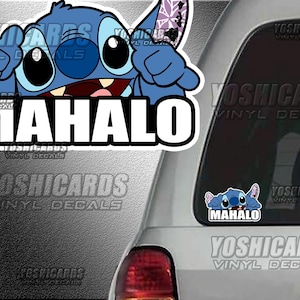 Mahalo Hawaii Shaka Peeking Stitch inspired Car window sticker Laptop vinyl Decal for last minute lane changers