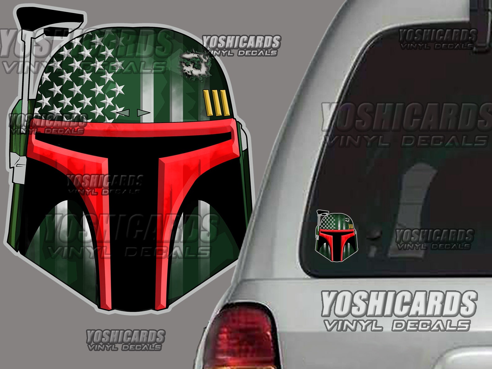 Autocollant Vitre Boba Fett – Star Wars – Transparent – 115 Cm – Vinyle