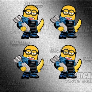 Four mini EOD Bomb Suit Yellow  Master Crab Civil Engineer Air Force USAF Car window sticker Laptop vinyl Decal