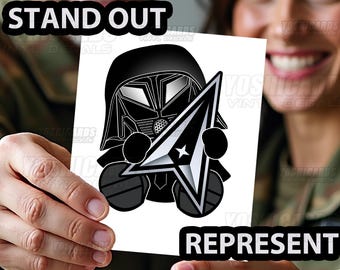 Space Force Chibi Dark Helmet Decal | Sci-Fi Car Window Sticker | Funny Laptop Vinyl | Space Military Humor | Nerdy Gift for Guardian