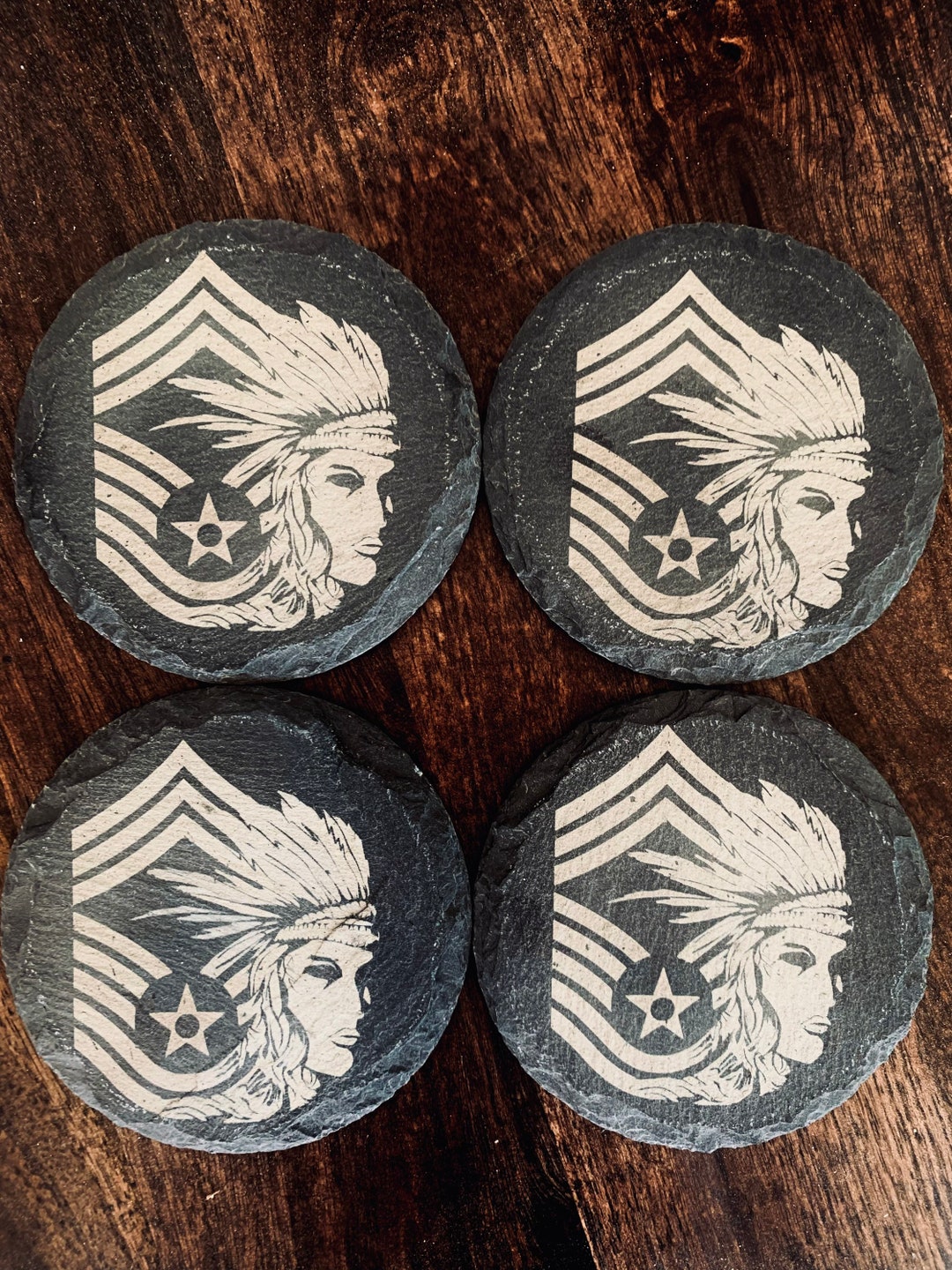 Usaf Coasters Set of 4 Female Cmsgt Slate Coasters | USAF E9 Chief Master Sergeant ...