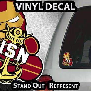 USN E9 Iron Master Chief Decal | Navy MCPO Anchor Sticker | Military Rank Gift | Proud Vet Car Window Laptop Vinyl | Chibi Inspired