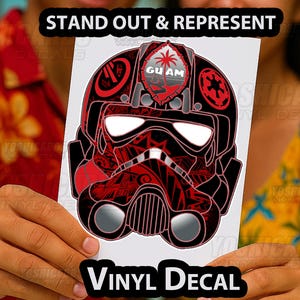 Guam Tribal Inferno Squad Helmet Decal | Chamorro Islander Pride Sticker | Car Window Laptop Vinyl | Star Sci-Fi Inspired Design
