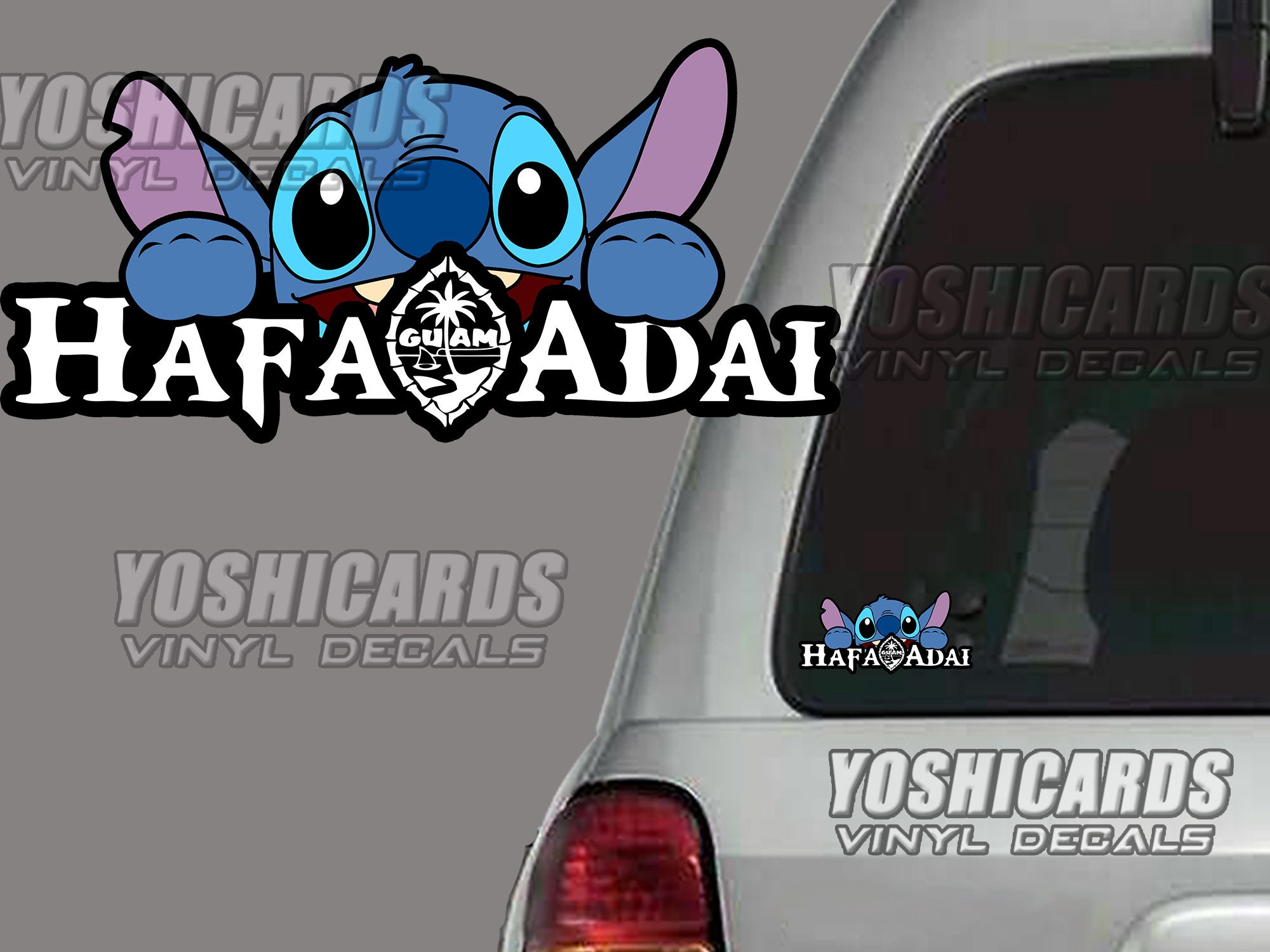 Guam Hafa Adai Stitch Peeking Inspired Logo Window Car Laptop Decal