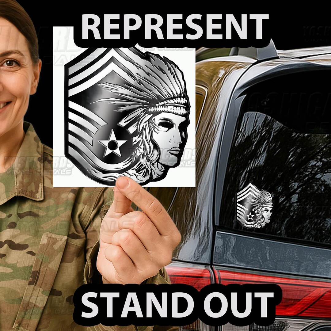 Cmsgt Female Silver Gradient Decal, Air Force Chief Master Sergeant E-9 ...