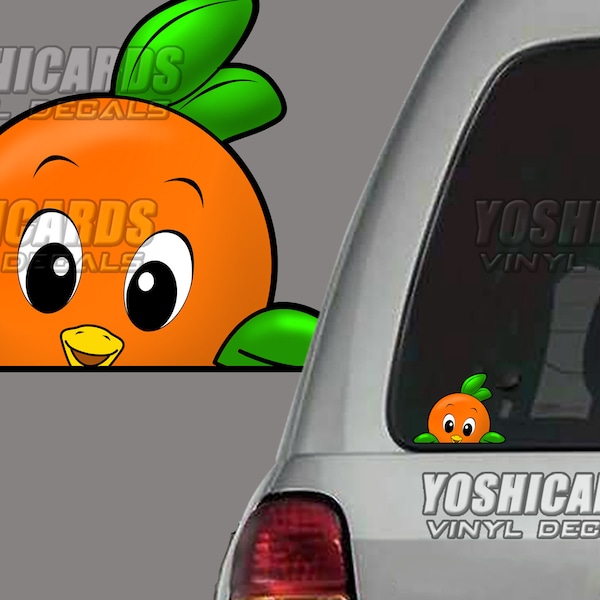 Orange Bird Peeking inspired Car Laptop vinyl Decal