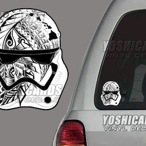 Hawaii tribal B&W Stormtrooper inspired helmet Car window sticker Laptop vinyl Decal