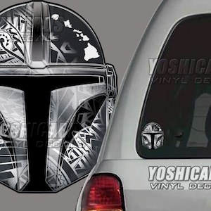Hawaiian tribal island mandalorian inspired Hawaii helmet Car window sticker Laptop vinyl Decal