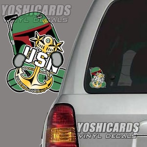 USN Navy E-9 Master Chief Petty Officer MCPO Anchor Boba Fett inspired Car window sticker  Laptop vinyl Decal