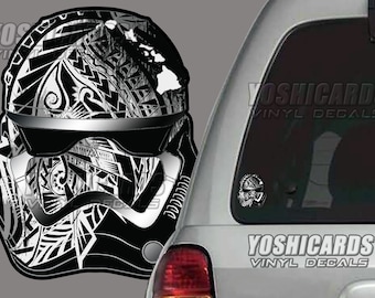 Dark Hawaiian tribal island Stormtrooper inspired Hawaii Car window sticker Laptop vinyl Decal
