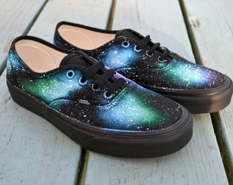 Galaxy Vans, Custom Sneakers, Galaxy Vans Shoes, Nebula Vans, Astronomy Gift, Custom Vans Shoes, Turquoise Galaxy, Space Gift