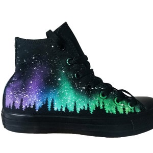 Black Northern Lights Converse, Galaxy Converse, Treeline Converse, aurora borealis, aurora australis, aurora polaris,