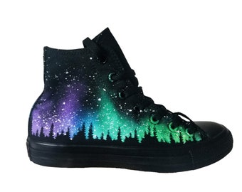 Black Northern Lights Converse, Galaxy Converse, Treeline Converse, aurora borealis, aurora australis, aurora polaris,