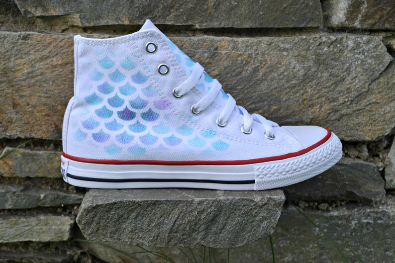 White Mermaid Shoes, Mermaid Converse, Mermaid Shoes, Little Mermaid, Mermaid Gift, Mermaid Cosplay, Mermaid Sneakers, Mermaid Tail image 1