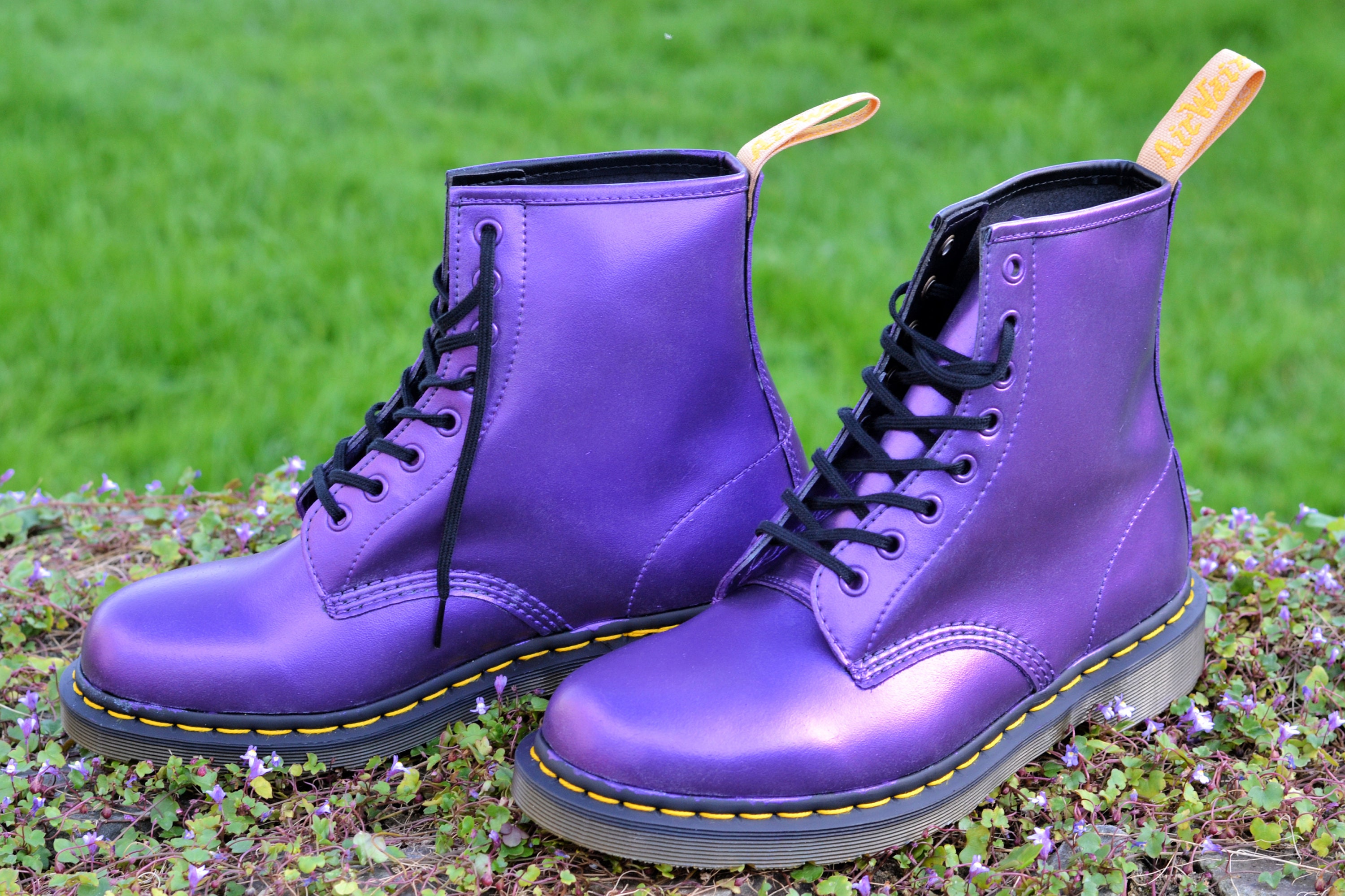 Quality 2 Pairs Of Dolls Purple DM Style Boots shoes made For dolls UK Seller