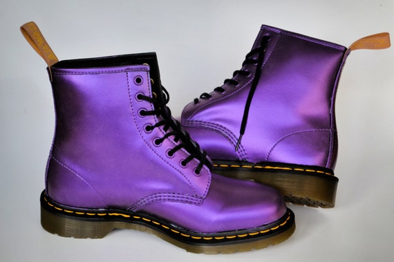 VEGAN Dr Martens Purple Metallic Boots 