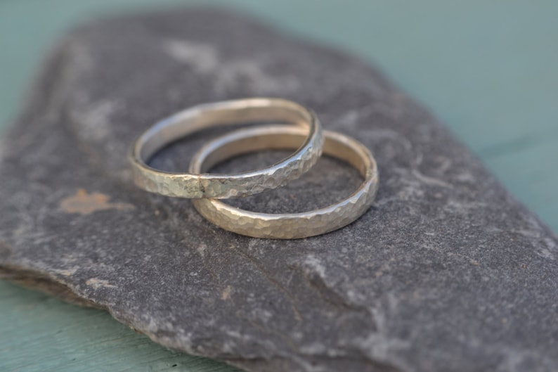 Couple Rings Hammered Wedding Bands Unusual Wedding Textured Rings Wedding Rings Set Silver Rings His and Hers Rings Quirky Wedding