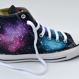 Pink Galaxy Converse, Purple and Pink, Astronomy Lover, Galaxy Hi Tops, Galaxy Sneakers, Galaxy Trainers, Wedding Shoes, Painted Converse