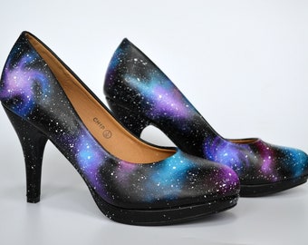Galaxy Stilettos, Women's Heels, Alternative Wedding, Space Shoes, Court Shoes, Customised Shoes, Personalised Shoes, Astronomy, Astrology