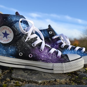 Galaxy Converse, Galaxy Hi Tops, Custom Converse, Nebula Converse, Painted Converse, Galaxy Sneakers, Galaxy Trainers, Galaxy Chuck Taylors