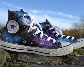 Galaxy Converse, Galaxy Hi Tops, Custom Converse, Nebula Converse, Painted Converse, Galaxy Sneakers, Galaxy Trainers, Galaxy Chuck Taylors