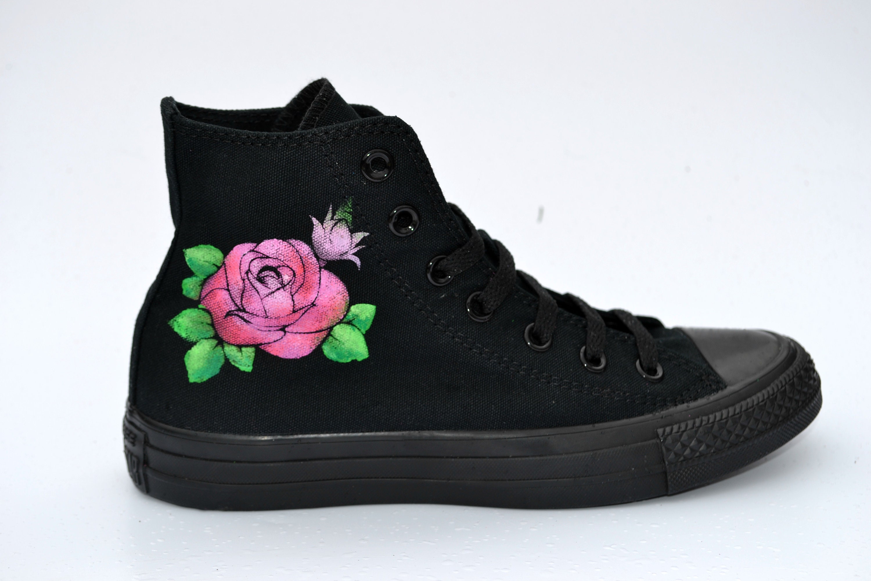 Floral Converse Rose Hi Tops Floral Sneakers Hand Painted - Etsy Israel