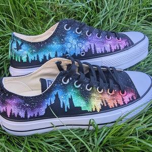 Custom Platform Converse, Witchcraft and Wizardry, Wizarding Castle, Witch Sneakers, Book Lover Gift, HP Inspired Platform Shoes