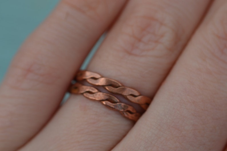 Copper Ring, Twisted Wire Ring, Adjustable Ring, Custom Ring, Pretty Ring, Stackable Ring, Unusual Ring, Girlfriend Gift, Wife Gift image 2