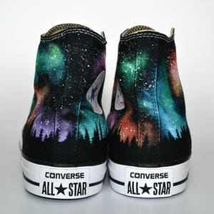 Northern Lights Converse, Galaxy Converse, Treeline Converse, Nebula Print, Custom Converse, Painted Sneakers, Nebula Shoes, Galaxy Fashion