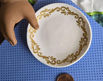 NEW! 1/3 or 1/4 Scale PLATES White and Gold for 18" and 16-22" dolls ***