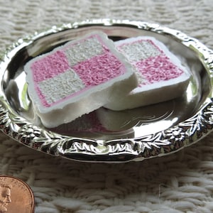 1:3 Scale Battenberg CAKE SLICES (2) with a serving PLATTER *** For 16-22&quot; dolls