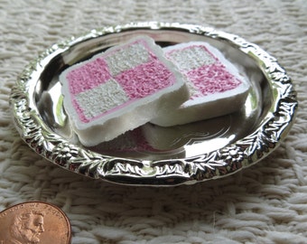 American Girl Battenberg Cake Slices (2) with a serving platter ***