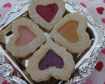 18" Doll's Linzer Heart cookies (4) with a silver platter *** 1:3 Scale