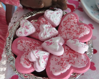 18" Doll's Frosted Heart Cookies (10) with Sprinkles *** 1:3 Scale