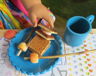 18" Doll S'MORES Roasted marshmallows, graham cracker, marshmallows on a stick *** 1:3 Scale