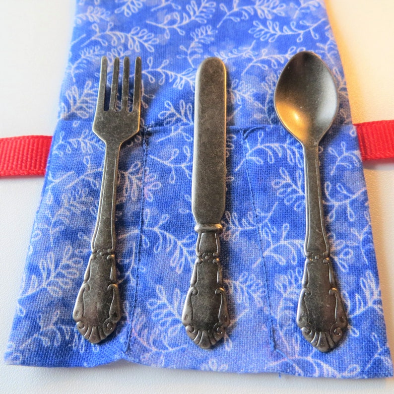 18 Doll Silverware 6 pieces for two dolls or 12 piece for four dolls with pouch 1:3 Scale image 6