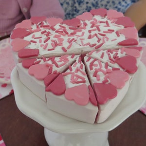 18 Doll's Heart Cake with Raspberry Jam and Vanilla Frosting whole or sliced 1:3 Scale image 2