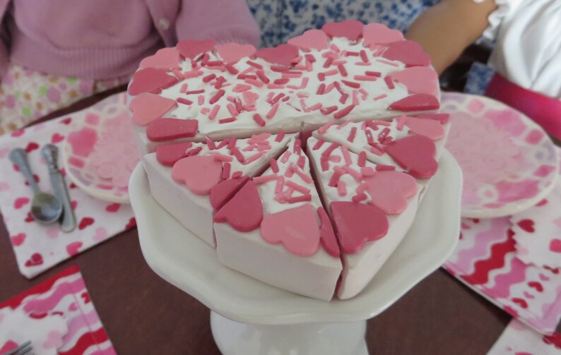 18 Doll's Heart Cake with Raspberry Jam and Vanilla Frosting whole or sliced 1:3 Scale image 2