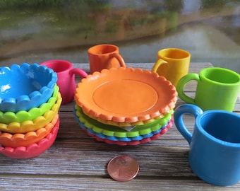 18" Doll Plate and Bowl in five vibrant colors *** 1:3 Scale