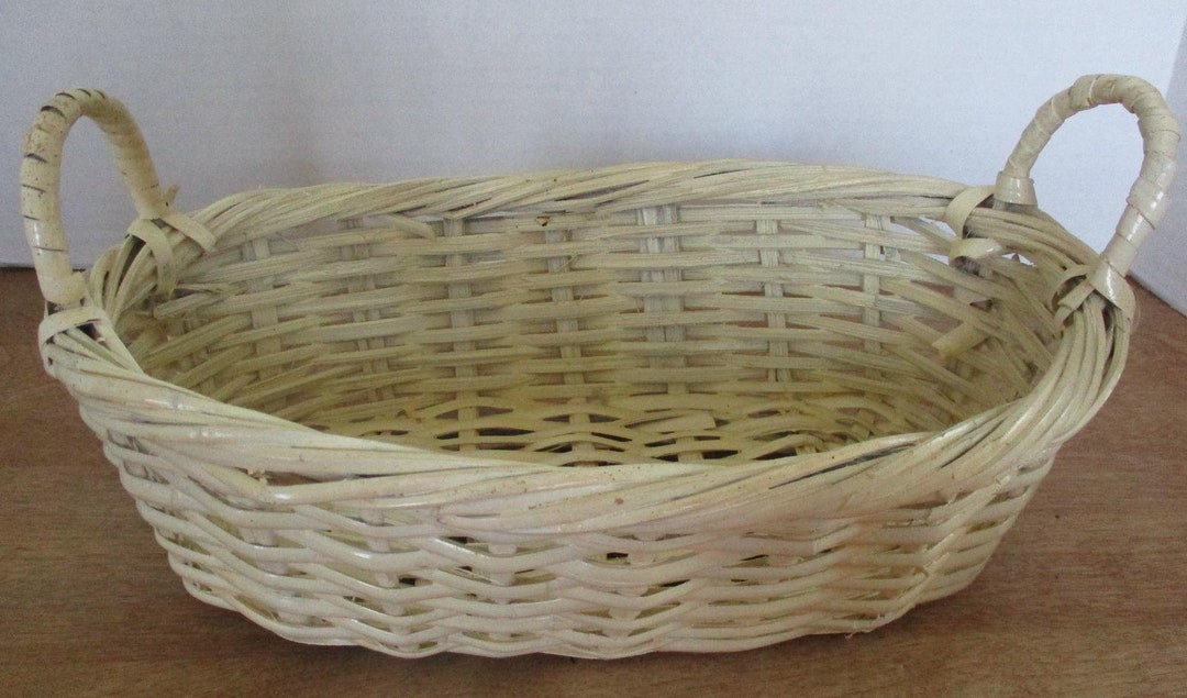 Oval Woven Basket With Handles 12-1/2"w 8-1/4"d 3-3/4"h - Etsy