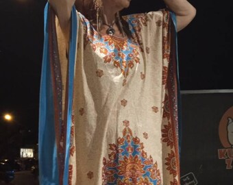 Vestido largo estilo caftán bohemio vintage: vestido de festival brillante