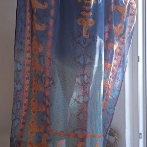 Beaded Vintage Caftan Maxi Dress: Bohemian Lounge Gown, Festival Cover-Up