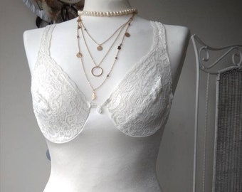 Vintage Luxury White Fitted Bodysuit Girdle Body Shaper Size S Cups 34B Leotard Floral Lace Bra Wedding Honeymoon Bodycon Pencil Dress