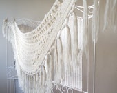 Super Summer Sale!!! 60s winter Hand Crocheted cream shawl with long fringe // hippie / bohemain / gypsy // Cozy Body Warmer