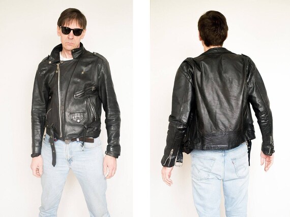 Vintage70s Heavy Genuine Leather Ramones Jacket Black Authentic Iconic Punk Metal Rock Rider Original Distressed Motorcycle Biker Size M L Etsy UK